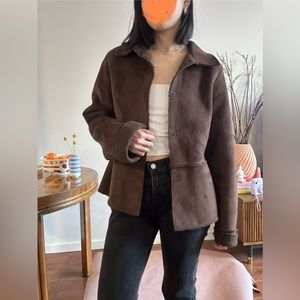 Mudd Faux Suede Brown Shearling Jacket - Size M